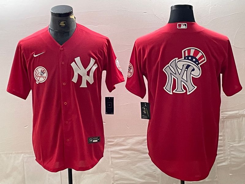 Men New York Yankees Blank Red joint name Nike 2024 MLB Jersey style 7->new york yankees->MLB Jersey